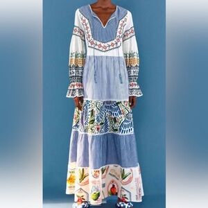FARM Rio Vibrant Long Sleeve Maxi Dress